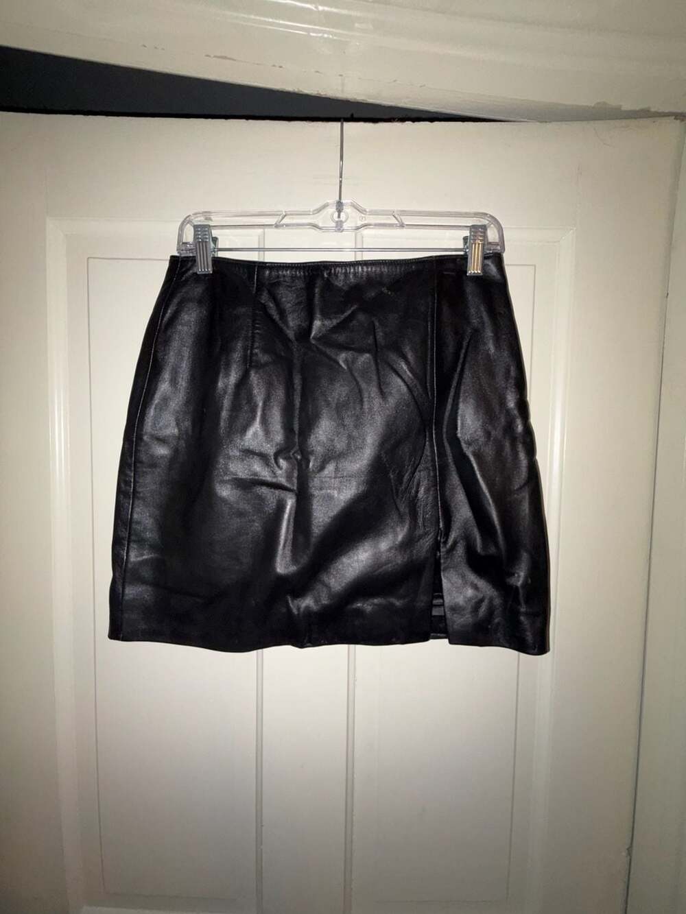Hugo Buscati Leather Skirt Size 10 Black Mini